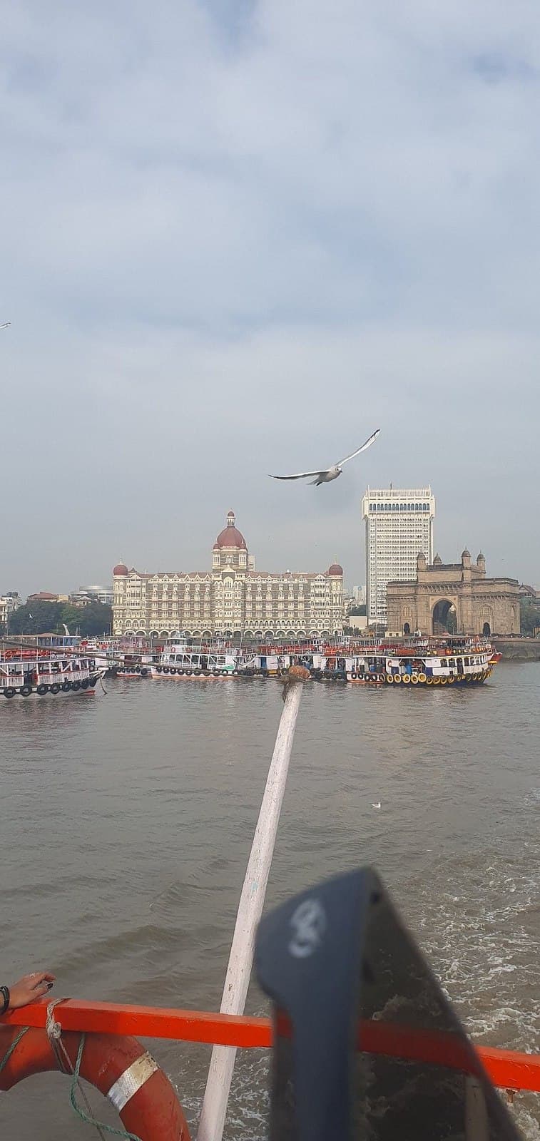 The Gateway of India and the Taj Mahal Palace Hotel from the Elephanta ferry