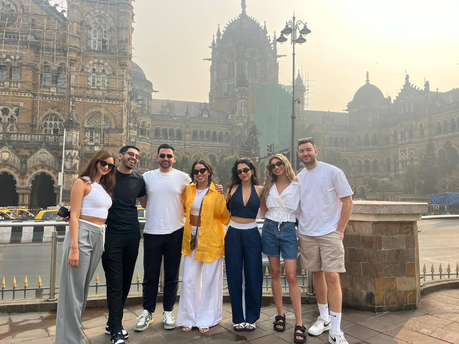 A tour group outside Chhatrapati Shivaji Terminus