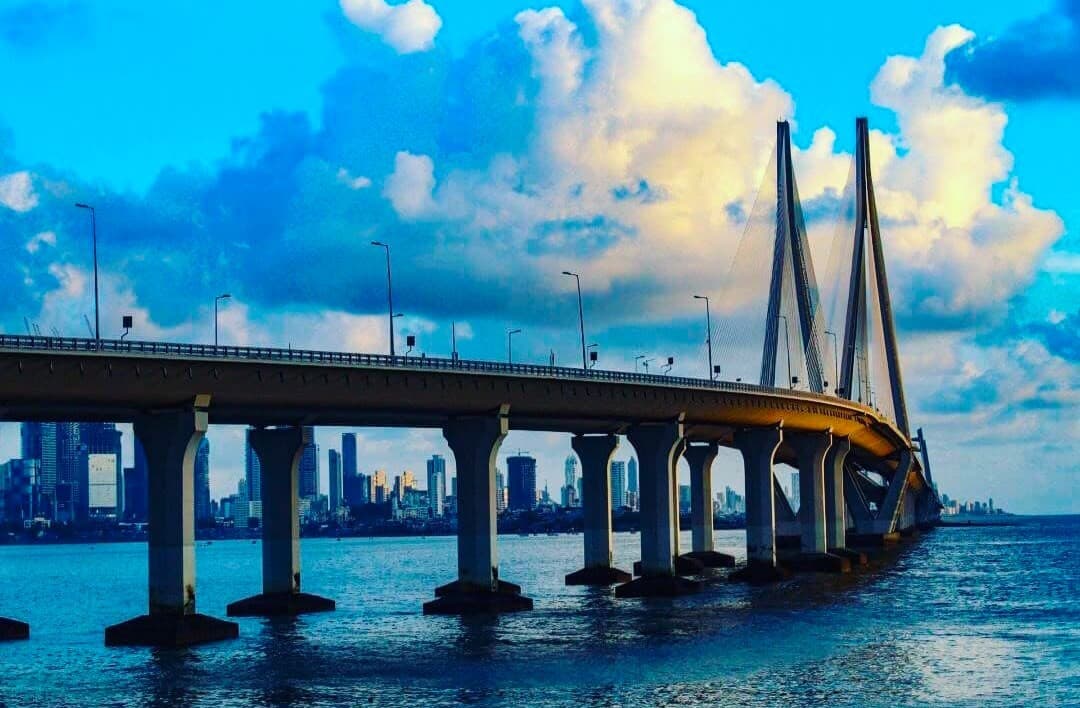 The Bandra–Worli Sea Link against the city skyline