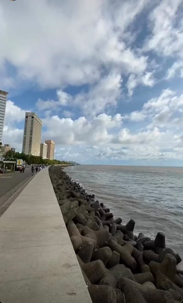 Marine Drive's tetrapods and the skyline