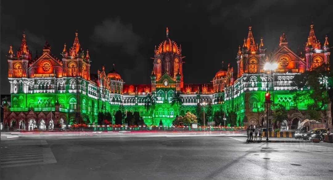 CST lit in the colours of the Indian flag