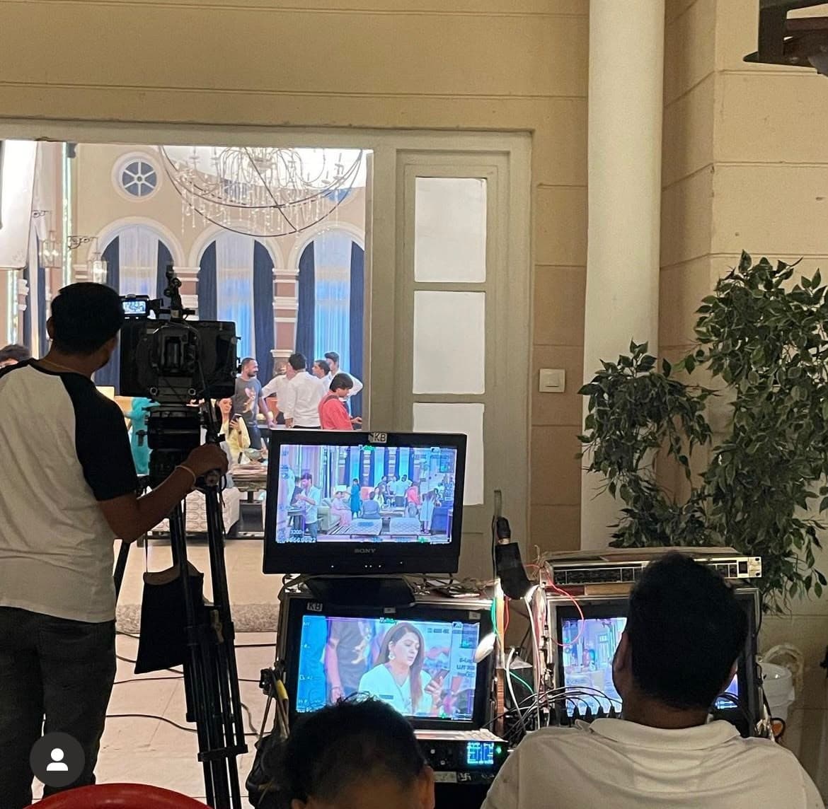 Behind the scenes on a film set