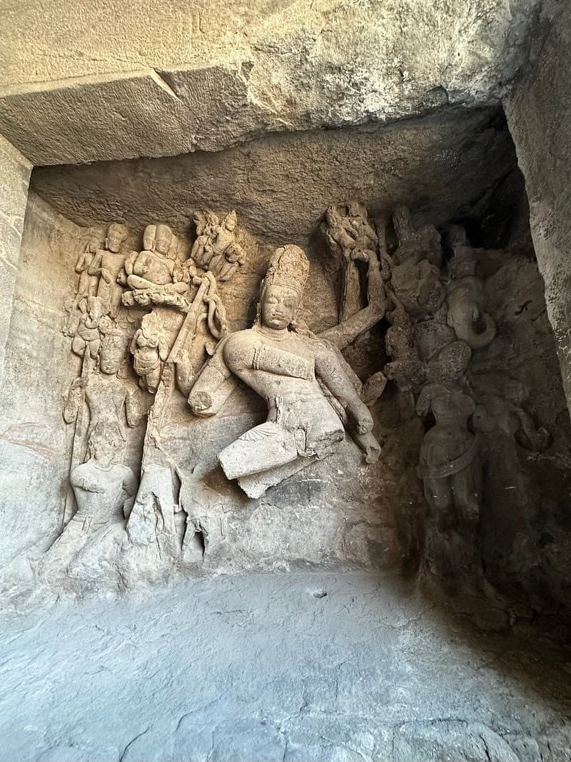 Carved deities in the Elephanta Caves