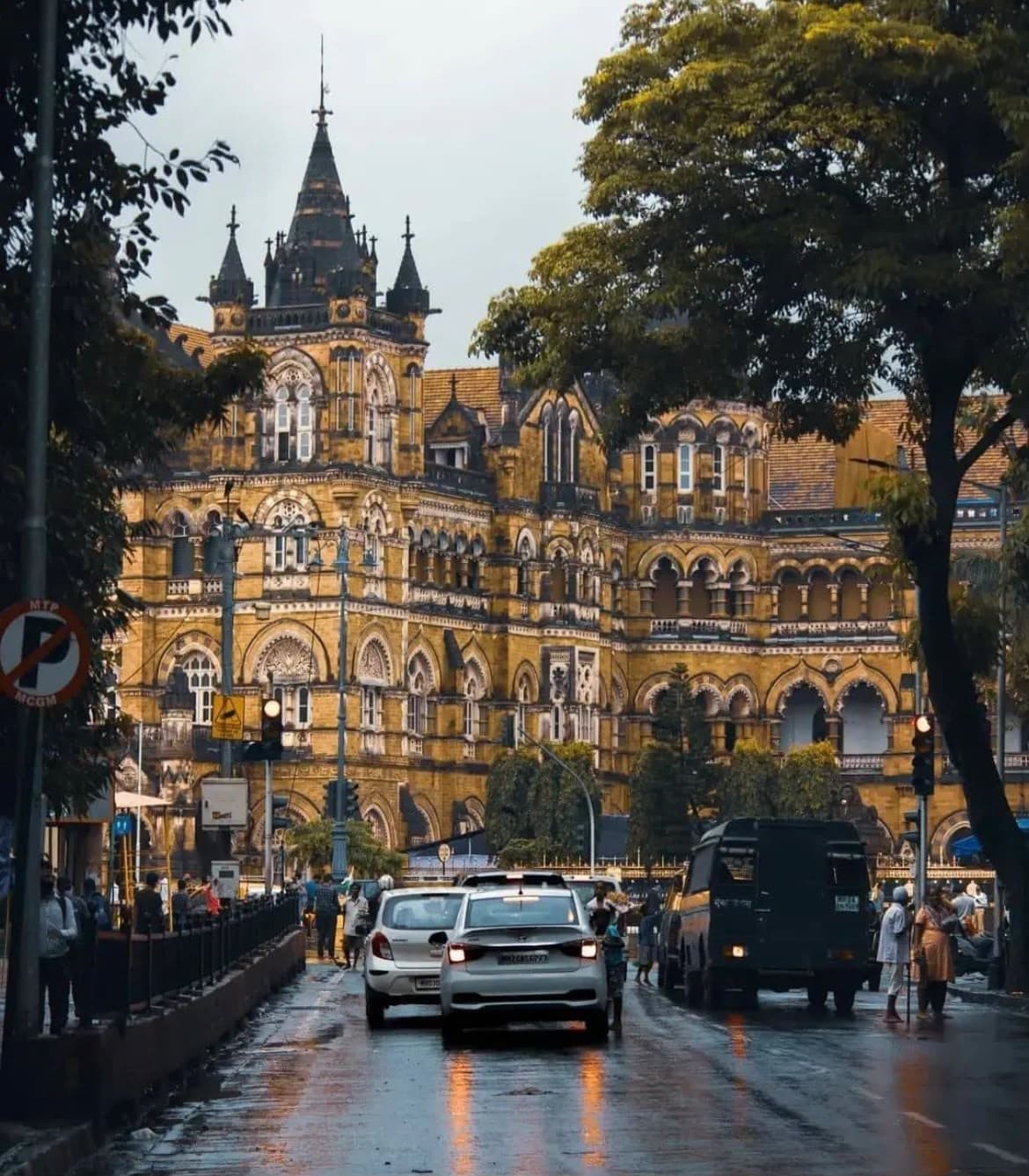 The Gothic facade of Chhatrapati Shivaji Terminus at dusk