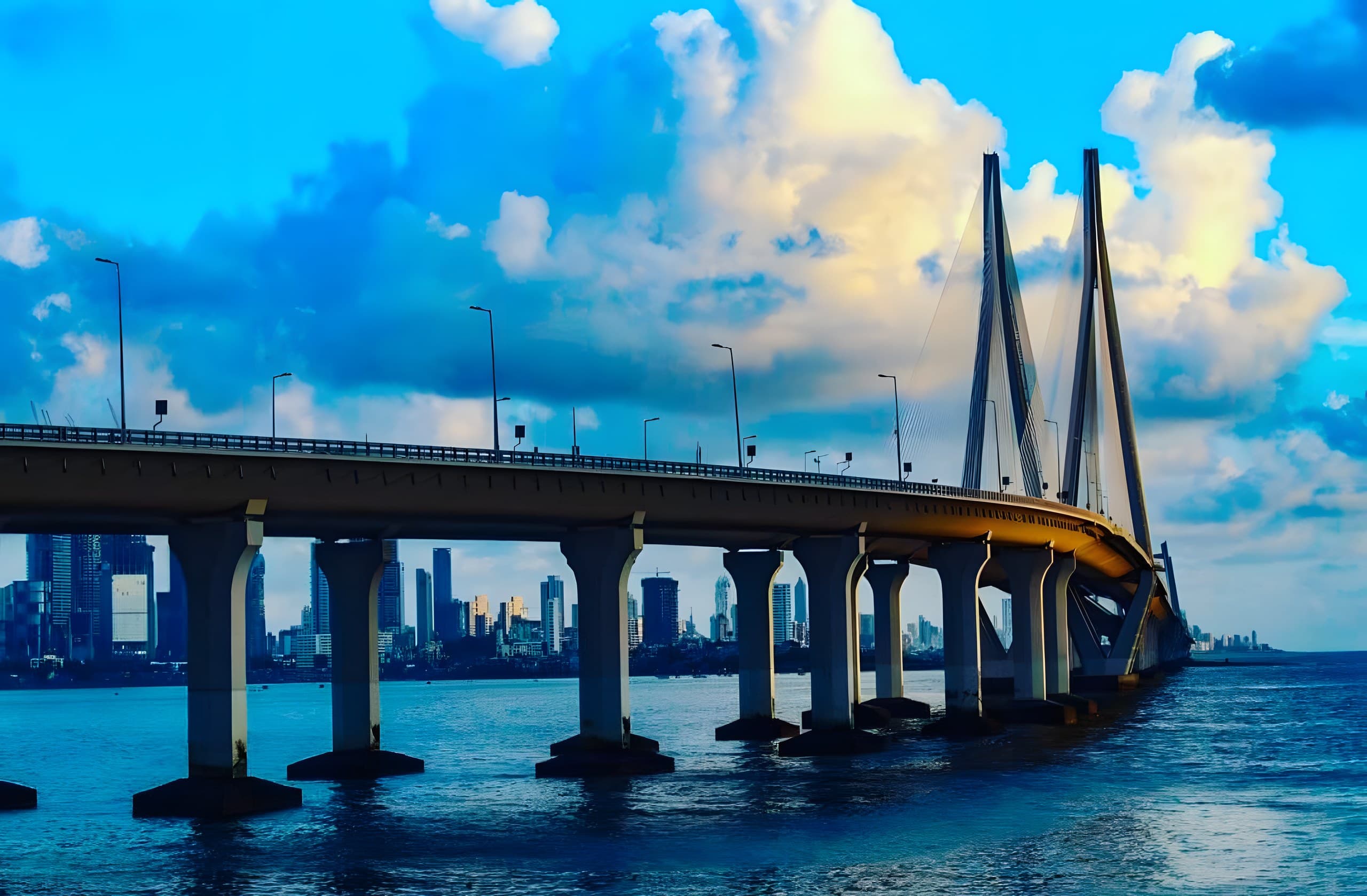 The Bandra–Worli Sea Link against the city skyline